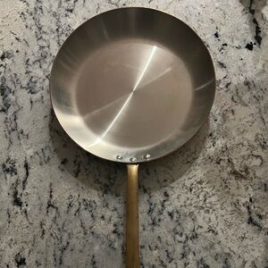 Copper 12” Frying Pan with Brass Handle. William Sonoma brand made in France.